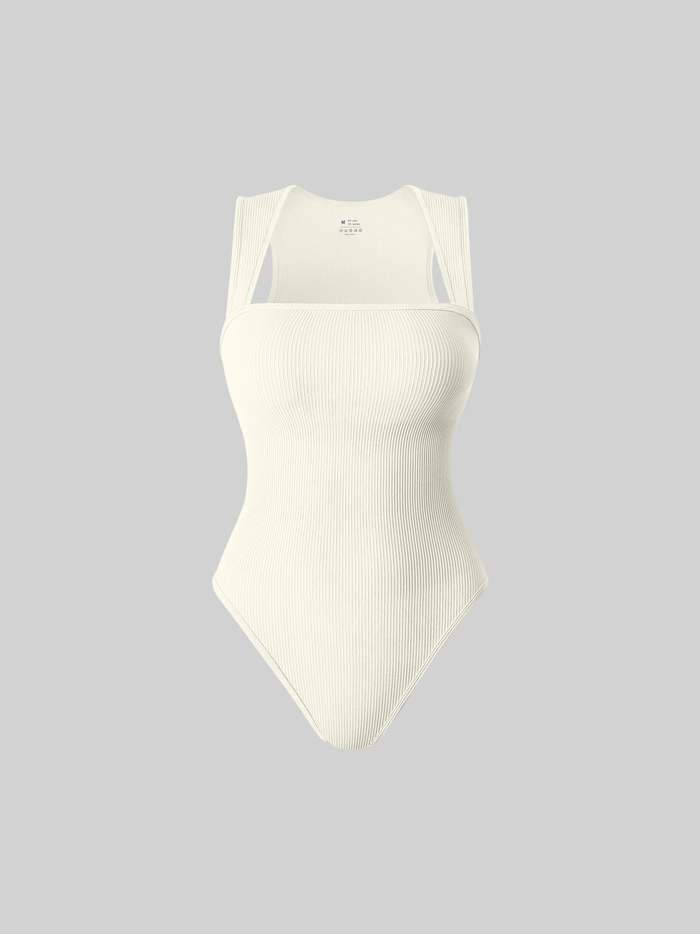 2024 Summer Fashion Square Collar Solid Color Sleeveless Bodysuit High Waist Sexy Tight Women's Jumpsuit