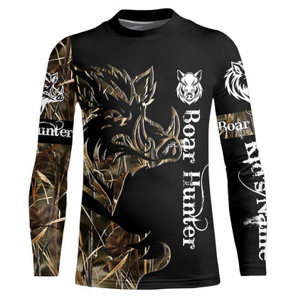 Men's 3D Wild Boar Camo Hunting T-Shirt – Long Sleeve Streetwear Tee