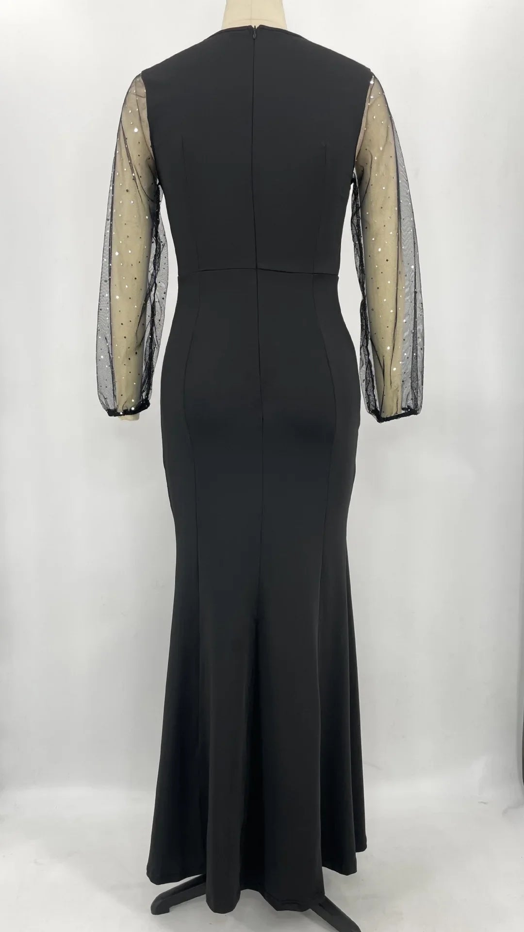 Mesh Patchwork Dress Womens Fashion Round Neck Long Sleeve Slim Elegant Dress Women