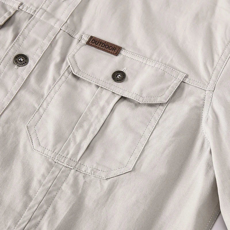2024 Spring Cotton Cargo Shirt for Men Long Sleeve Multi-Pocket Shirts Outdoor Casual Colthing High Quality Militar Overshirt