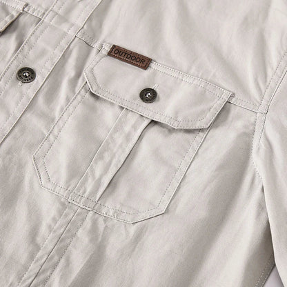 2024 Spring Cotton Cargo Shirt for Men Long Sleeve Multi-Pocket Shirts Outdoor Casual Colthing High Quality Militar Overshirt