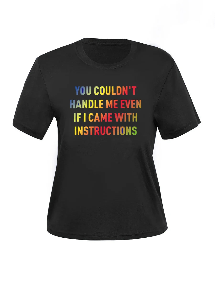 LW Women's Plus Size T-Shirts Letter Graphic Short Sleeve T-shirt Tee Women Casual Rhinestone Decor Tops Summer Women's Clothing