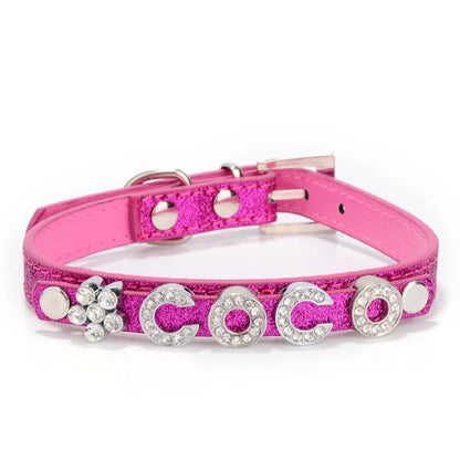 Customized Dog Id Collars Personalized Pet Name Pendant Rhinestone Cat Collar Anti-Lost Puppy Neck Strap Chihuahua Dog Supplies