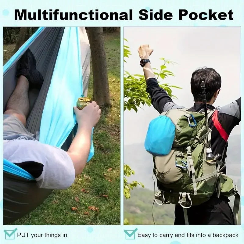 Camping Hammock with Tree Straps – Lightweight Nylon Hammock for Outdoor & Indoor Use