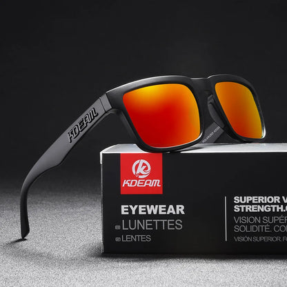 KDEAM Square Men's Polarized Sunglasses Outdoors Lifestyle Coating Sun Glasses New Matching Colors With Box