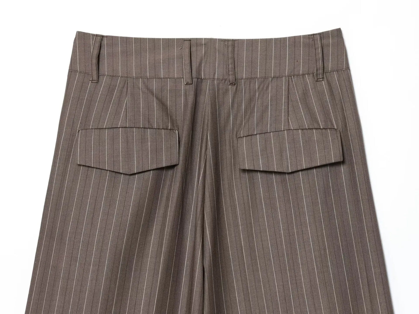 Office Lady Chic Brown Suits V Neck Striped Loose Blazer High Waist Wide Leg Pants Fashion Casual Women Suits Костюм Офисный