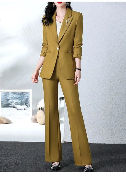 2025 Spring and Autumn New Fashion Blazer Coat Trousers Two Piece Women's Elegant Casual Suit Jacket Pants Set Female Clothing