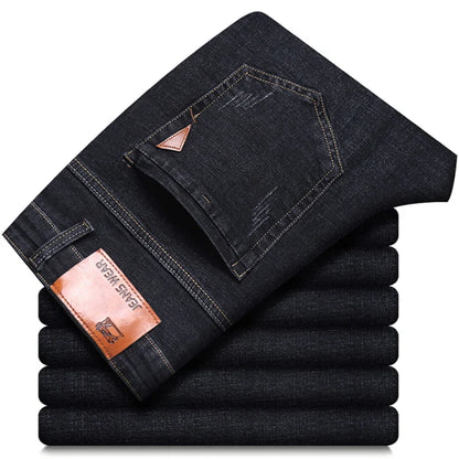 New Men Comfortable Soft Business Fashion Straight Casual Denim Trousers Male Brand Clothing Light Luxury Stretch Slim Fit Pants
