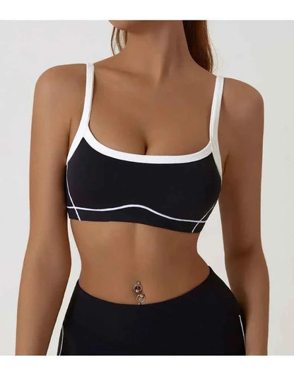 Women's Shock-Absorbing Sports Bra – Color Block Full Cup Breathable Gym & Yoga Tube Top