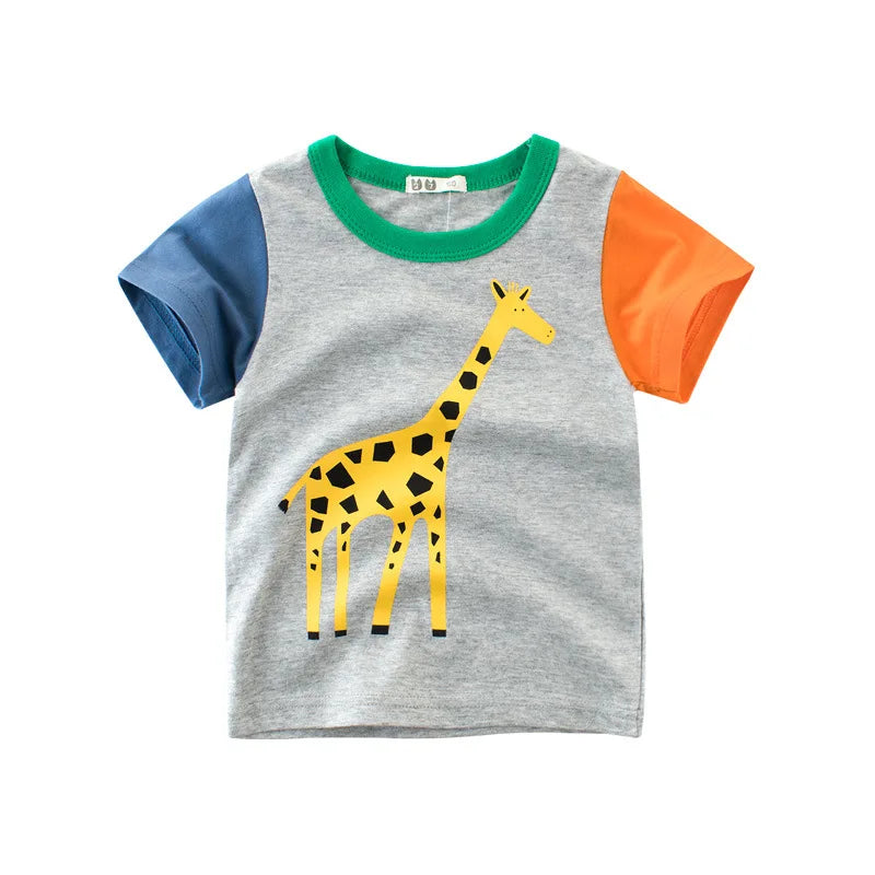 OLEKID 2025 Summer Children Boys Clothing Printed Cartoon Boys T-Shirts 2-8 Years Kids Baby Boy Tops Short Sleeve Toddler Tees