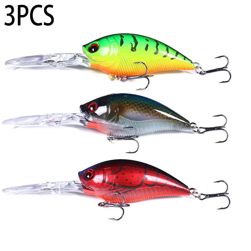 Crankbait Wobbler Fishing Lure – 12.5cm, 20.5g, ABS, 6# Treble Hook, Pike & Carp, 10+ Colors