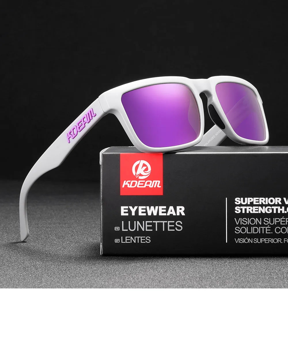 KDEAM Square Men's Polarized Sunglasses Outdoors Lifestyle Coating Sun Glasses New Matching Colors With Box