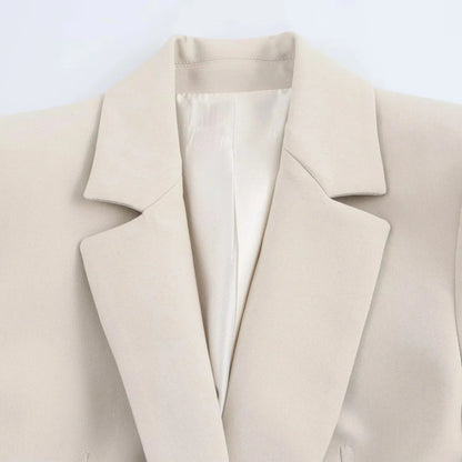 KONDALA 2026 Spring Summer Elegant Office Lady Solid Suits Fashion Slim Single Button Shrug Blazers Chic Zipper Flare Pants