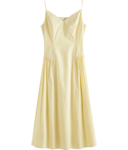 FSLE【4 Colors】Women Spring Strappy Dress 100% Cotton Temperament Simple A-LINE Dresses 2025 Spring White Dress 25FS11073