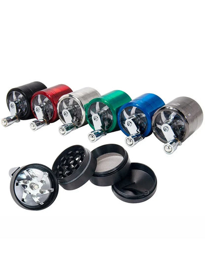 4-Layer Herb & Spice Grinder – 40mm Zinc Alloy Manual Hand Crank Mill