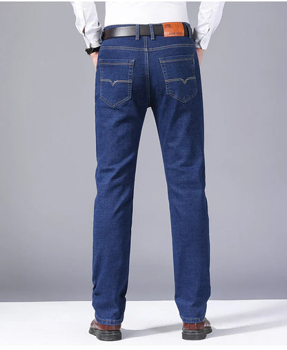 2024 NEW Men's Classic Style Casual Stretch Slim Jean Pants Male Brand Denim Trousers Black Blue Fashion Business Jeans