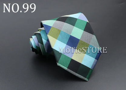 Men's Fashion Tie 8cm Blue Necktie Classic Plaid Striped Neck Tie Paisley Floral Neckties Daily Wear Cravat Wedding Party Gift