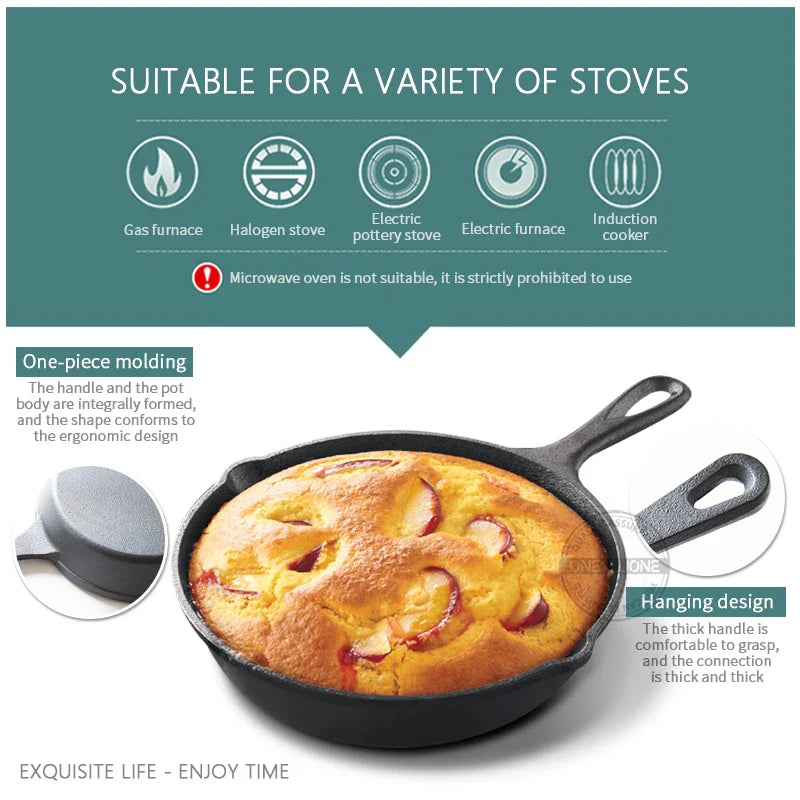 14/16/20cm Cast Iron Frying Pan Non-stick Skillet Omelette Pancake Breakfast Pan Induction Cookware Kitchen Pot
