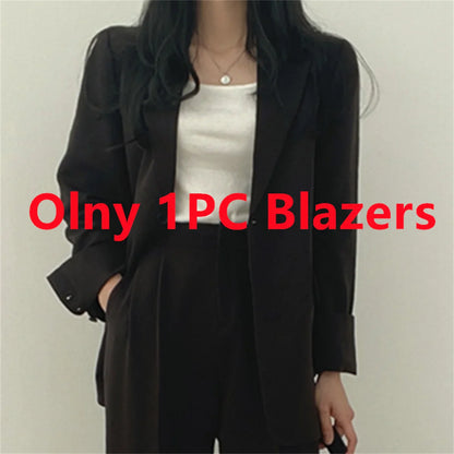 2026 Spring New Women's Clothing Suit Jacket Casual Pants Set Wide Leg Suit Pants Elegant Office Lady Business Suit Set Blazers