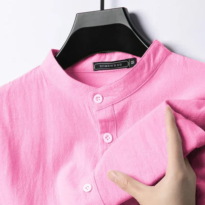 Linen Cotton Shirts for Men Lightweight  Long Sleeve Henley Streetwear Beach Breathable Shirt Hawaiian Large T Shirts for Men
