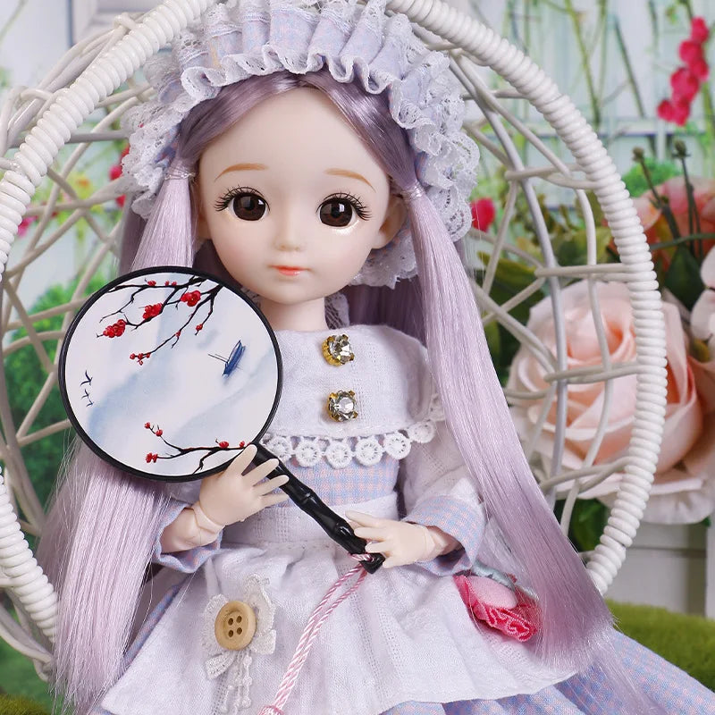 30cm Bjd Dolls Princess Full Set 1/6 Anime Bjd With Clothes 23 Joint Movable Body 3D Eyes Girls Dress Up Birthday Gifts Toys