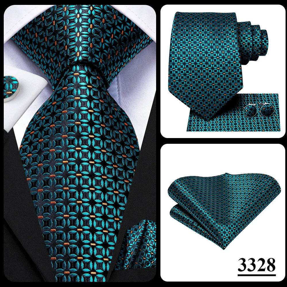 Hi-Tie Designer Silk Wedding Tie For Men Blue White Plaid Handky Cufflink Set Fashion Necktie For Men Business Party Wholesale