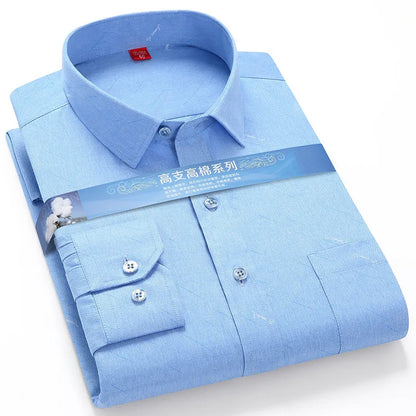 Plus Large 5XL 6XLsize Mens COTTON+Polyester NON-Iron Dress Shirt Regular Fit Soft Easy Care Smart Casual Purple Social Shirts