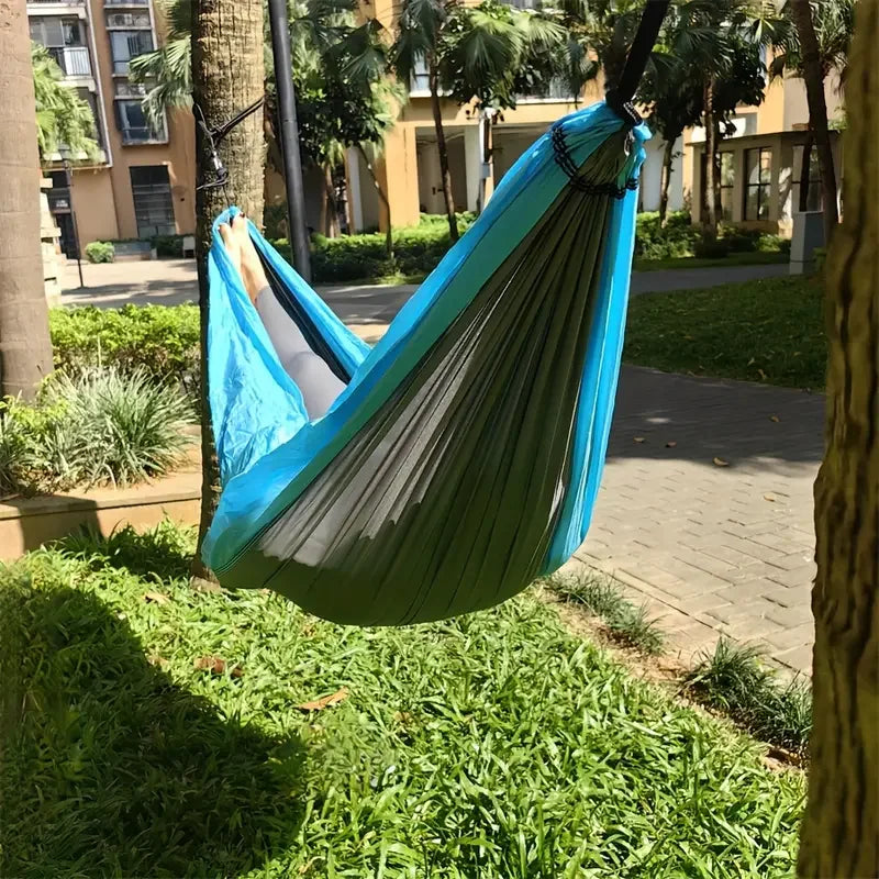 Camping Hammock with Tree Straps – Lightweight Nylon Hammock for Outdoor & Indoor Use