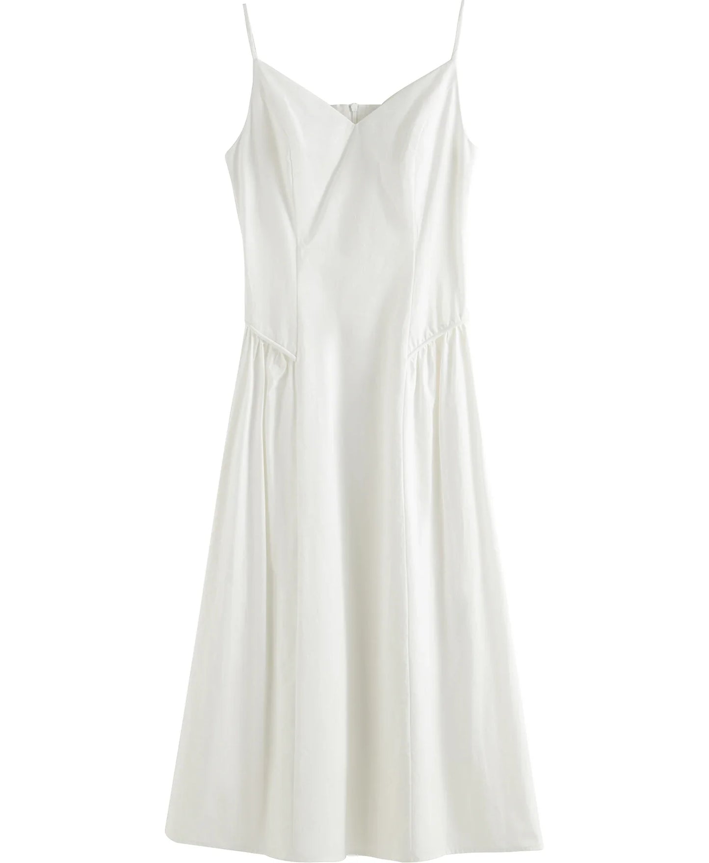 FSLE【4 Colors】Women Spring Strappy Dress 100% Cotton Temperament Simple A-LINE Dresses 2025 Spring White Dress 25FS11073