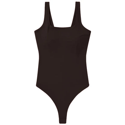 Bodysuits Women Sexy Body Suit One-Piece Romper Solid Sexy Sleeveless Square Neck Padded Tank Tops Jumpsuit Streewear Ladies