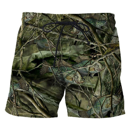 Men's 3D Camo Leaf Print Beach Shorts – Oversized Casual Board Shorts