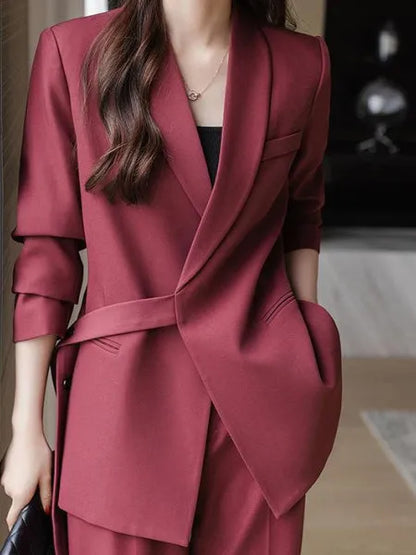 plus Size Wide Leg Pants Two Piece Set Big Brand Women's Spring Autumn New Sle Jaet And Pants Suit for Young Women 8-25