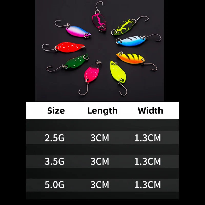 Metal Spoon Fishing Lure – Wobbler Jigging Bait, 2.5g/3.5g/5g, 12 Color Styles