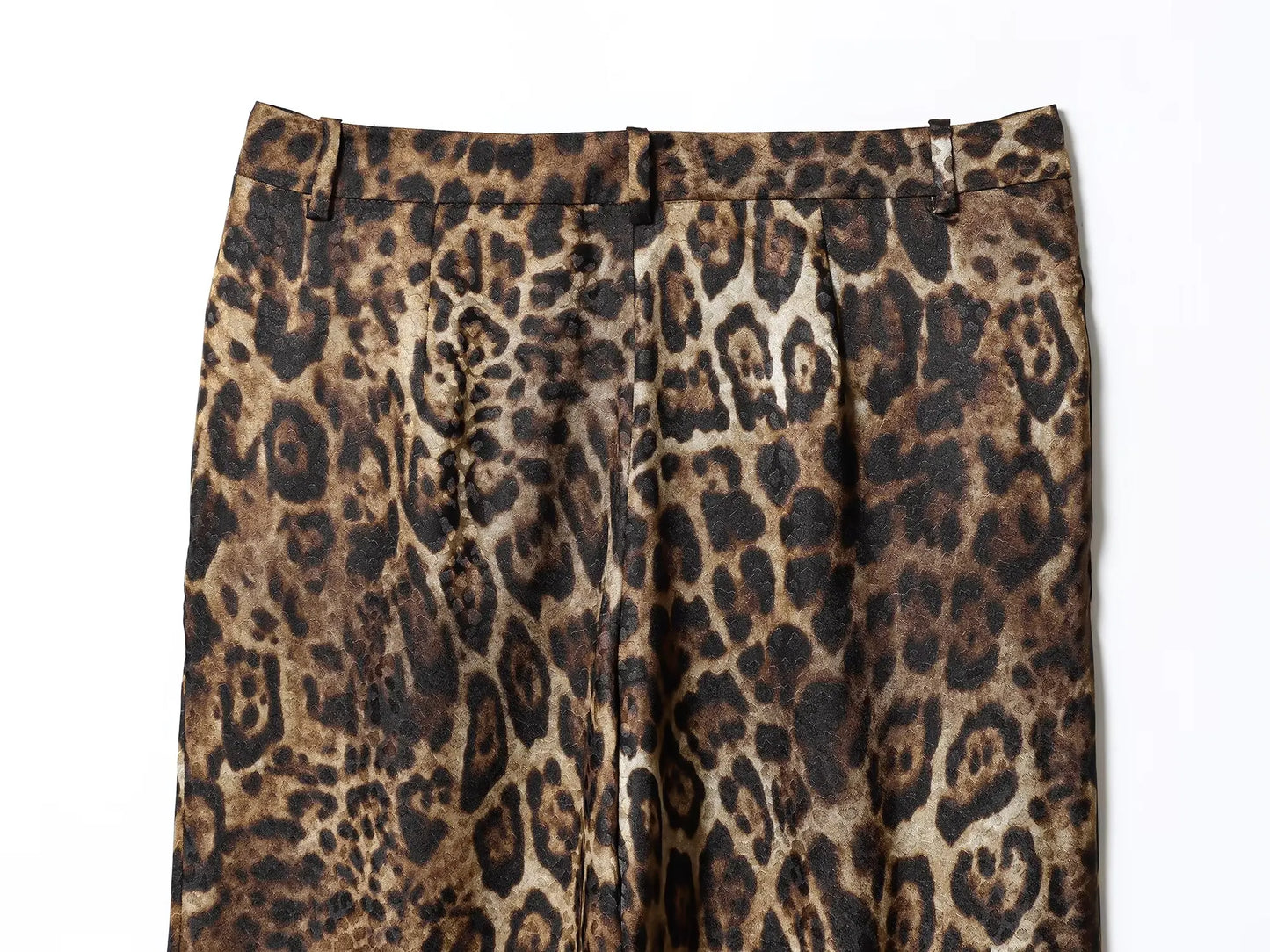 HH Women Autumn 2-Piece Set Chic Leopard Print Turn-Down Collar Pockets Belt Design Blazers+High Waist Zipper Wide-Leg Pants