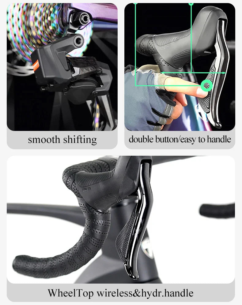 Twitter Full Carbon Road Bike Wireless Electronic Shifting WheelTop EDS TX 2X12 Speed Hydraulic Disc Brake Adult Men's Bicycle