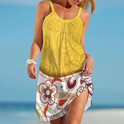 New Floral Beach Dresses Flower Rose 3D Print Women Fashion Hawaii Dress Beachwear Sleeveless Midi Dress Girl Female Party Dress