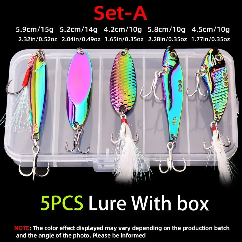 5pcs Metal VIB Wobbler Fishing Lure Set – 3g/10g/15g Sinking Hard Bait for Sea & Freshwater Fishing