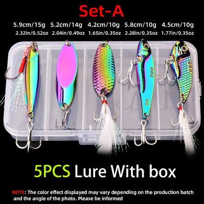 5pcs Metal VIB Wobbler Fishing Lure Set – 3g/10g/15g Sinking Hard Bait for Sea & Freshwater Fishing