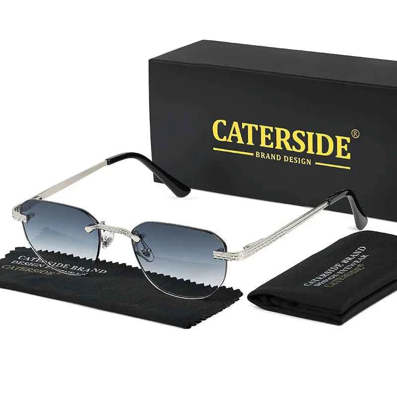 CATERSIDE New Retro Rimless Sunglasses Men Pilot Cupronickel Frame Brand Design Sun Glasses Women Festival Party Travel Eyewear