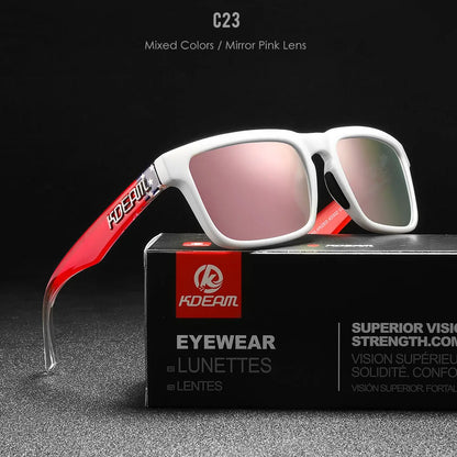 KDEAM Square Men's Polarized Sunglasses Outdoors Lifestyle Coating Sun Glasses New Matching Colors With Box