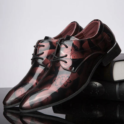 Designer Brand Patent Leather Shoes for Men Wedding Party Business Casual Oxfords Plus Size Lace Up Point Toe Office Work Shoes
