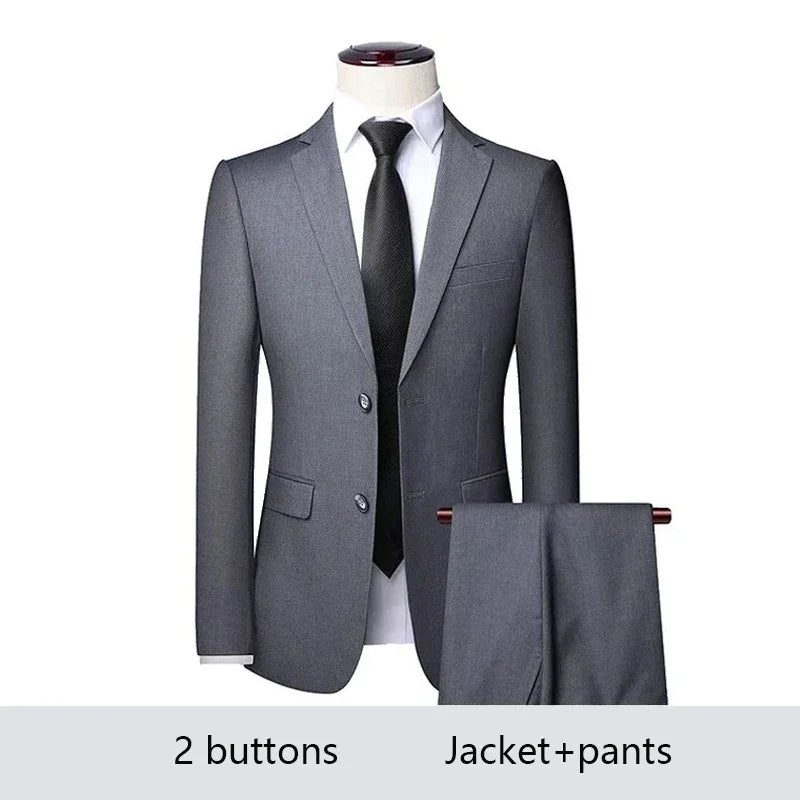 High Quality Men Suits 3 Pieces Elegant Blazer 2 Sets Luxury Wedding Business Vest Pants Coats 2023 Formal Jackets