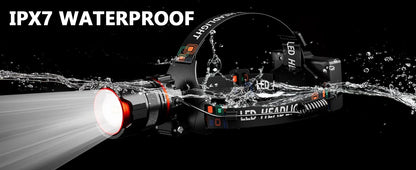 Rechargeable Headlamp 990000 Lumens Motion Sensor Zoomable Headlamp 12 Modes IPX7 Waterproof for Camping Running Emergency