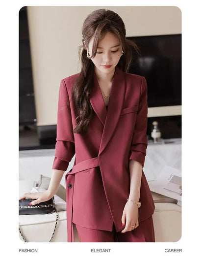 plus Size Wide Leg Pants Two Piece Set Big Brand Women's Spring Autumn New Sle Jaet And Pants Suit for Young Women 8-25