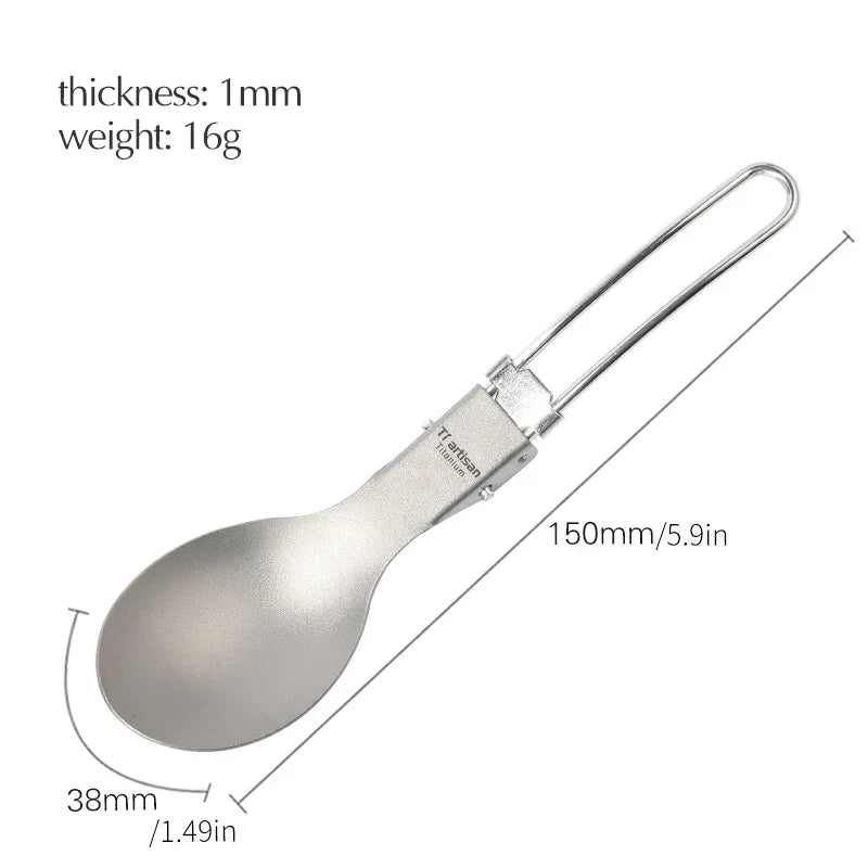 Tiartisan Titanium Foldable Cutlery Set - Portable Fork Spoon Knife for Outdoor Camping Hiking