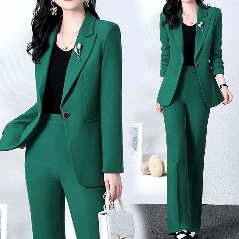 2025 Spring and Autumn New Fashion Blazer Coat Trousers Two Piece Women's Elegant Casual Suit Jacket Pants Set Female Clothing