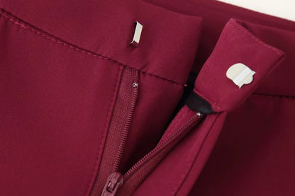 KONDALA 2025 Office Lady Fashion Slim Suits Single Breasted Feather Trim Blazer+Zipper Pockets Long Pants Fashion Female Suit