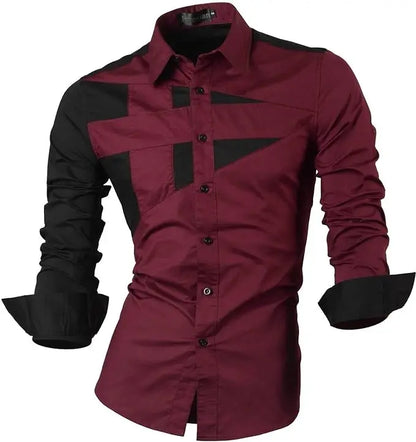 Jeansian Men's Casual Dress Shirts Fashion Desinger Stylish Long Sleeve K371 Black2