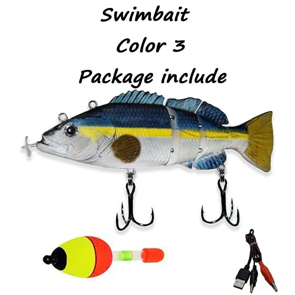 USB Rechargeable Electric Swimbait Lure – 4-Segment Auto Swimming, 13cm, 7 Colors