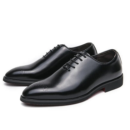 Men's Casual Leather Shoes Fashionable Simple Lace-Up Business Formal Shoes Large Size New Model Comfortable Rubber Sole